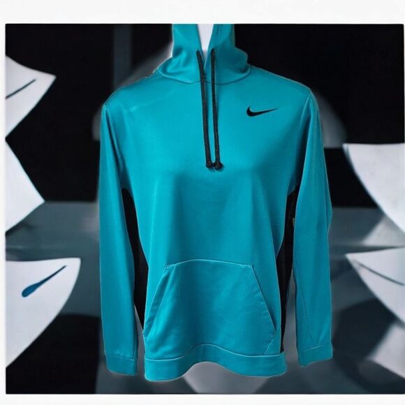 NIKE UNISEX TEAL & BLACK HOODED PULLOVER SWEATSHIRT SIZE XL - Picture 1 of 12
